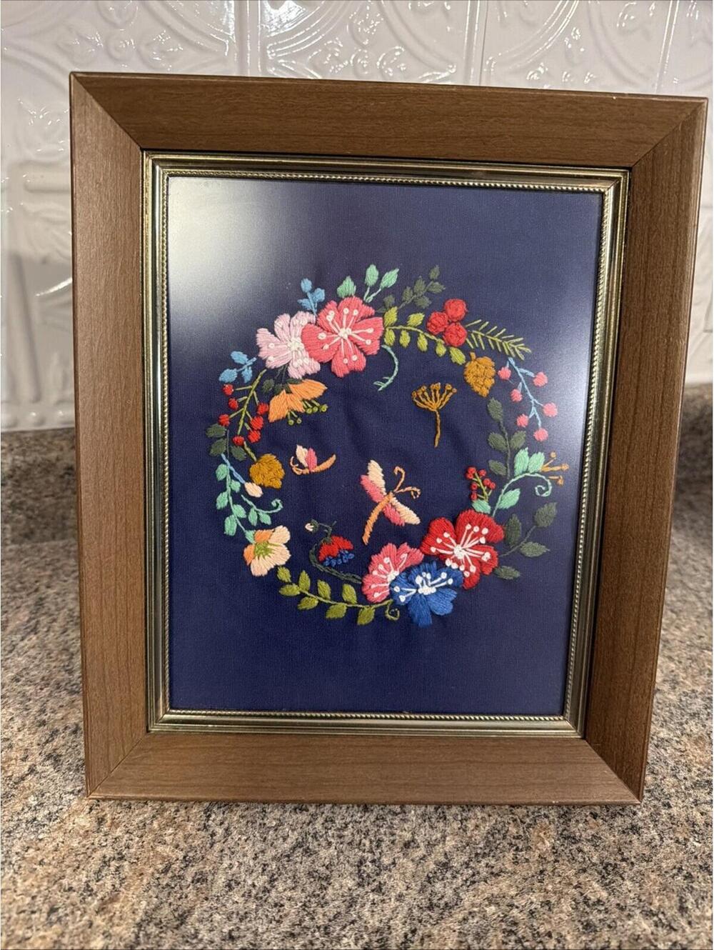 Wall Art Embroidery Flowers Floral Garden Home Decor Nursery County Office